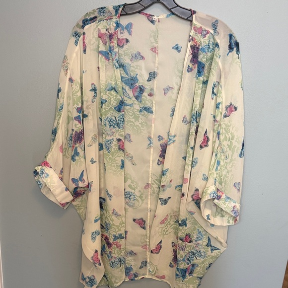 Tops - Floral Butterfly Kimono Cardigan